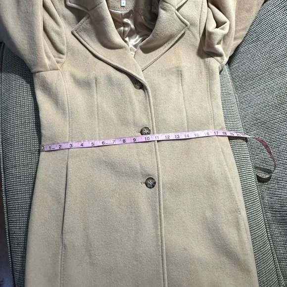 Calvin Klein Wool Polyester Cashmere Blend Tan Camel Coat Jacket - Picture 5 of 16